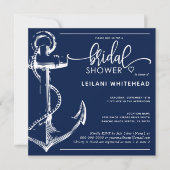 ブライダルシャワー航海のホワイトいかりネイビー 招待状 (正面)