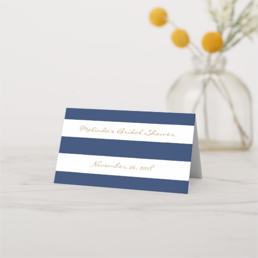 ブライダルシャワー航海の座席表ネイビー&金ゴールド プレイスカード (裏面)