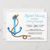 ブライダルシャワー航海の船いかりブルーターコイズ 招待状 (正面)