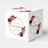 ブライダルシャワー花ブルゴーニュ金ゴールド幾何学模様 フェイバーボックス (正面サイド)