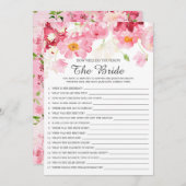 ブライダルシャワー花嫁の試合をよく知っている  招待状 (正面/裏面)