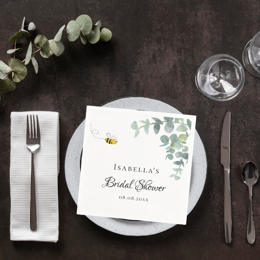 ブライダルシャワー花嫁へbee eucaluptusスクリプト スタンダードカクテルナプキン