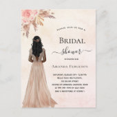 ブライダルシャワー花嫁バラ金ゴールドパンパスボホ インビテーションポストカード (正面)