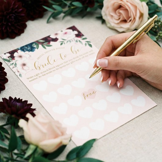 ブライダルシャワー花嫁To Beビンゴ水カラー花模様