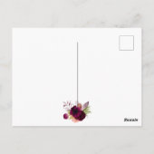 ブライダルシャワー花模様ブルゴーニュ招待 ポストカード (裏面)