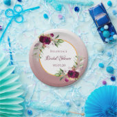 ブライダルシャワー花模様ブルゴーニュ桂皮バラ白 ペーパープレート (パーティー)