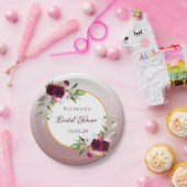 ブライダルシャワー花模様ブルゴーニュ桂皮バラ白 ペーパープレート (パーティー)