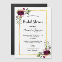 ブライダルシャワー花模様金ゴールド緑ボホブルゴーニュ