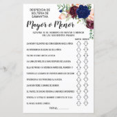 ブライダルシャワー英語スペインのゲーム (裏面)