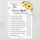 ブライダルシャワー英語スペインのゲーム (正面/裏面)