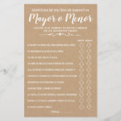 ブライダルシャワー英語スペインのゲーム (裏面)