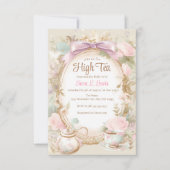 ブライダルシャワー茶パーティの招待状ハイティーシャワー 招待状 (正面)