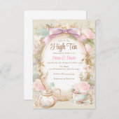 ブライダルシャワー茶パーティの招待状ハイティーシャワー 招待状 (正面/裏面)