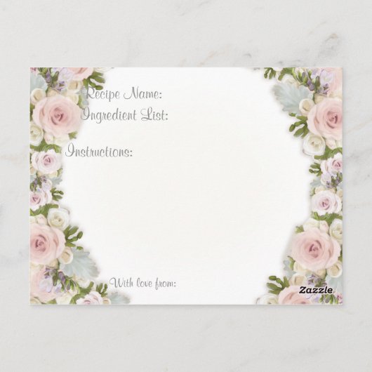 ブライダルシャワー茶パーティーレシピバラかわいらしフローラ ポストカード (裏面)
