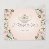 ブライダルシャワー茶パーティーレシピバラかわいらしフローラ ポストカード (正面)