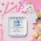 ブライダルシャワー茶パーティー青瓦ティーポット ペーパープレート (パーティー)