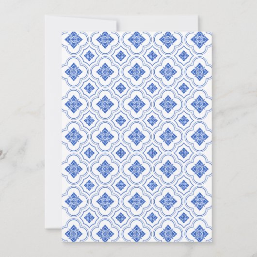 ブライダルシャワー茶パーティー青瓦ティーポット 招待状 (裏面)