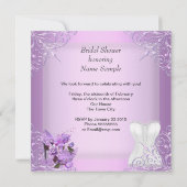ブライダルシャワー薄紫バラハイヒールレースバタフライ2 招待状 (裏面)