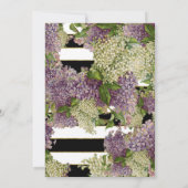 ブライダルシャワー薄紫フローラ全ストライプ体のヴィンテージ 招待状 (裏面)