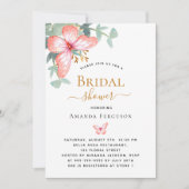 ブライダルシャワー蝶バラ金ゴールド緑 招待状 (正面)