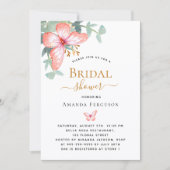 ブライダルシャワー蝶バラ金ゴールド緑 招待状 (正面)