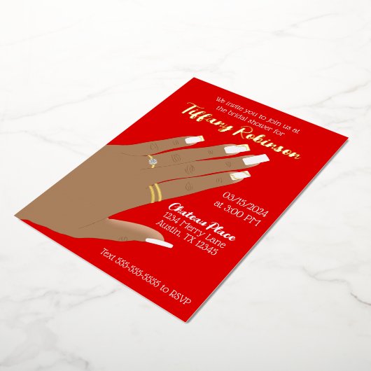 ブライダルシャワー表示リングや輪アフリカ系アメリカ実在人 箔招待状 (回転した状態)