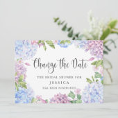 ブライダルシャワー計画の変更ブルーアジサイ 招待状 (スタンド正面)