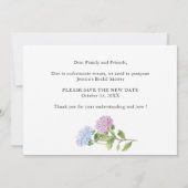 ブライダルシャワー計画の変更ブルーアジサイ 招待状 (裏面)