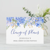 ブライダルシャワー計画の変更ブルーアジサイ 招待状 (スタンド正面)