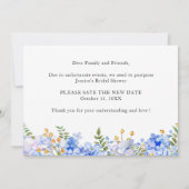 ブライダルシャワー計画の変更ブルーアジサイ 招待状 (裏面)