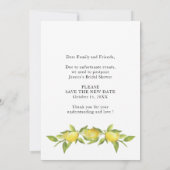 ブライダルシャワー計画の変更レモン緑 招待状 (裏面)