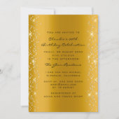 ブライダルシャワー誕生日コーラル紙吹雪金ゴールドブラック 招待状 (正面)