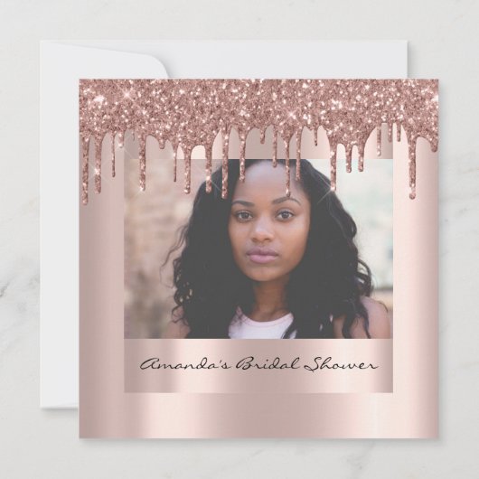 ブライダルシャワー誕生日バラドリップスパークフォト 招待状 (裏面)