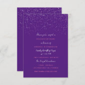ブライダルシャワー誕生日ピンク紙吹雪紫 招待状 (正面/裏面)