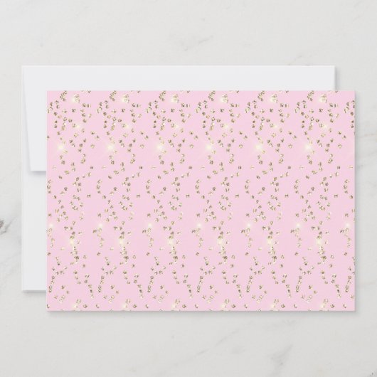 ブライダルシャワー誕生日ピンク金ゴールドユニコーンパーティー 招待状 (裏面)