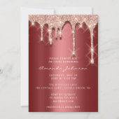 ブライダルシャワー誕生日16バラ3Dブルゴーニュ 招待状 (正面)