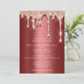 ブライダルシャワー誕生日16バラ3Dブルゴーニュ 招待状 (スタンド正面)