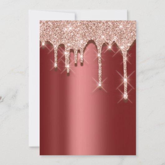 ブライダルシャワー誕生日16バラ3Dブルゴーニュ 招待状 (裏面)