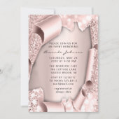ブライダルシャワー誕生日16番目のバラ3Dグリッター ユニーク 招待状 (正面)
