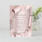 ブライダルシャワー誕生日16番目のバラ3Dグリッター ユニーク 招待状 (スタンド正面)