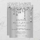 ブライダルシャワー誕生日16thシルバーグレー3Dドリップ 招待状 (正面/裏面)
