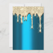 ブライダルシャワー誕生日16th金ゴールド3Dドリップティール（緑がかった色） 招待状 (裏面)