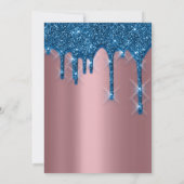 ブライダルシャワー誕生日16th金ゴールド3Dドリップネイビー 招待状 (裏面)