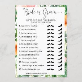 ブライダルシャワー誰が夫婦を知っ最高のている？ゲームカード 招待状