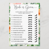 ブライダルシャワー誰が夫婦を知っ最高のている？ゲームカード 招待状 (正面)