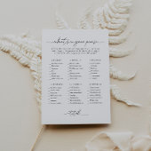 ブライダルシャワー財布のゲームカードの内容 招待状