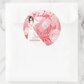 ブライダルシャワー赤と白 ラウンドシール (バッグ)