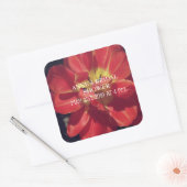 ブライダルシャワー赤チューリップ花 スクエアシール (封筒)