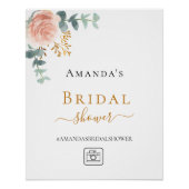 ブライダルシャワー赤面バラ金ゴールドフローラユーカリ ポスター (正面)