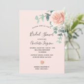 ブライダルシャワー赤面ピンクのバラ金ゴールド緑 招待状 (スタンド正面)